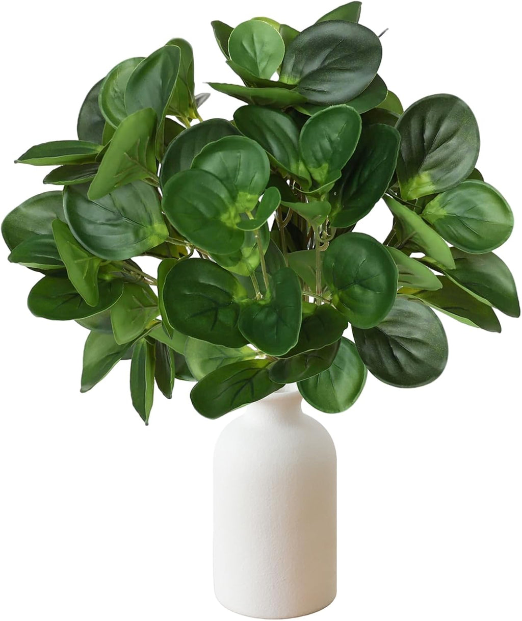 2Pcs 15" Artificial Eucalyptus Plant in Frosted Ceramic Vase for Desk