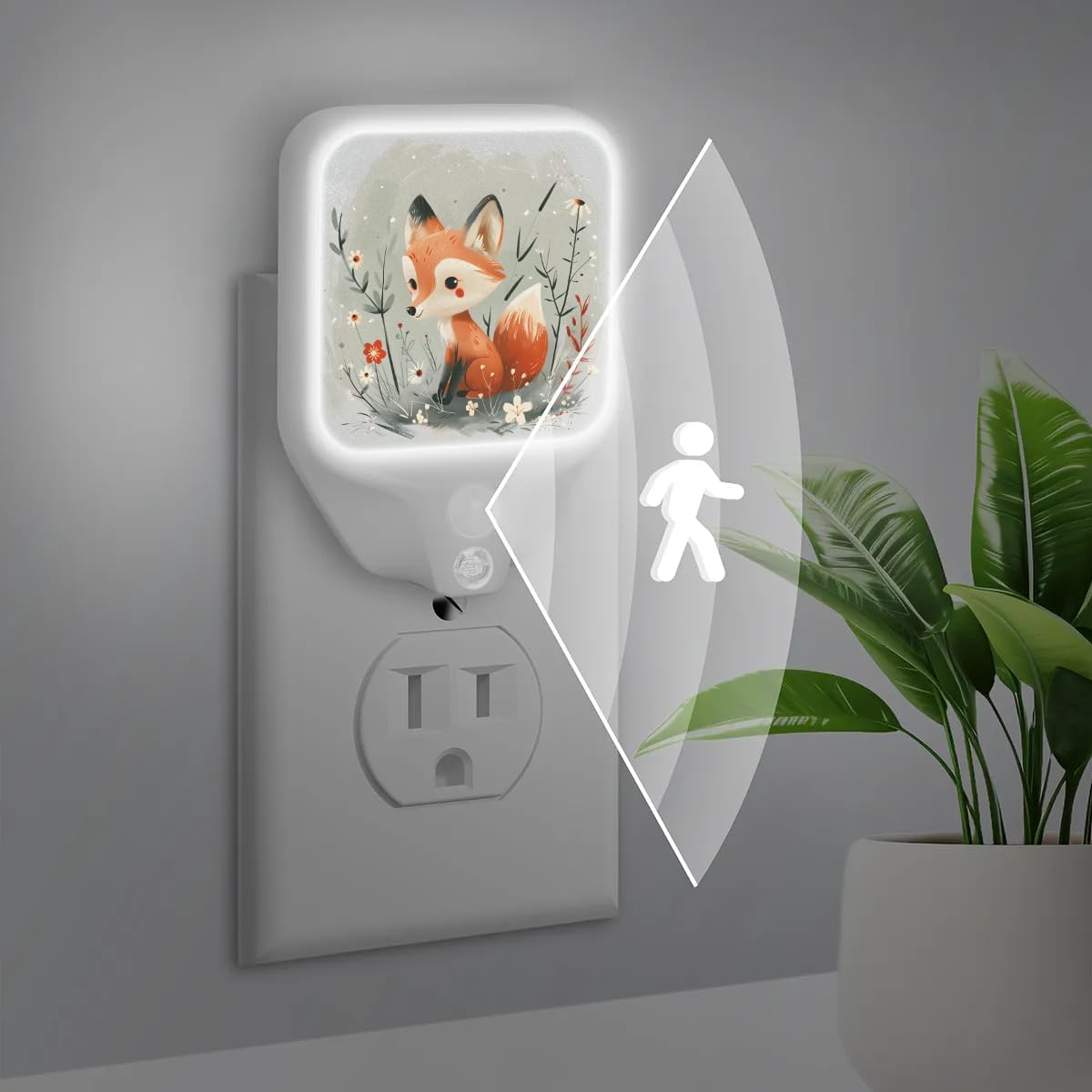 Honeybaby Motion Sensor Night Lights Flowers Fox Nightlight Plug in Dusk to Dawn Motion Sensor Light Indoor LED Lights for Room Home Improvement