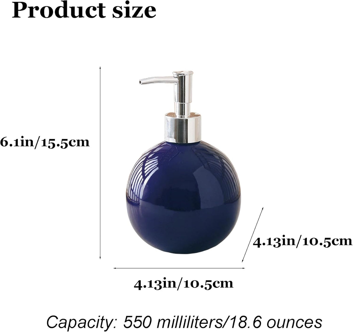18 Oz Ceramic Soap Dispenser with Rust Proof Pump,Ball Shaped Decorative Modern Minimalist Refillable Hand Lotion Pump Bottle,Hand Soap Dish Soap Dispenser for Kitchen Bathroom (Color 8)