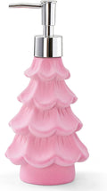 Christmas Soap Dispenser, Flocked Pink Christmas Tree for Bathroom Kitchen