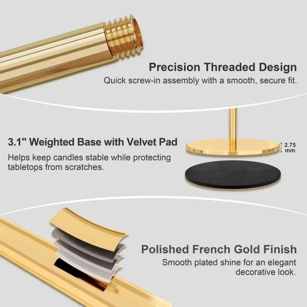 zeochyni French Gold Candlesticks Holder, Set of 6 Taper Candle Holders