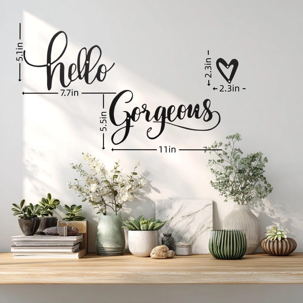 Lylence Hello Gorgeous Girl Wall Art, Metal Women Room Decor Bathroom Decor