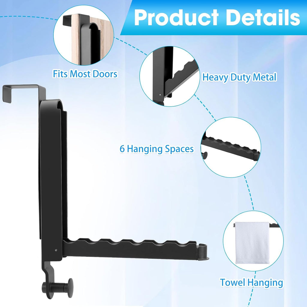 Over The Door Drying Rack, 2 Pack Grey Foldable Clothes Hanger Doors Hooks