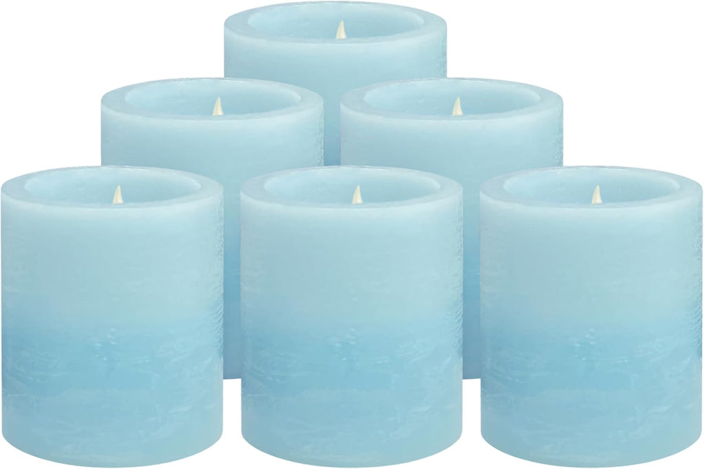 FURORA LIGHTING Blue Marble Real Wax Votive LED Candles, 6-Pack