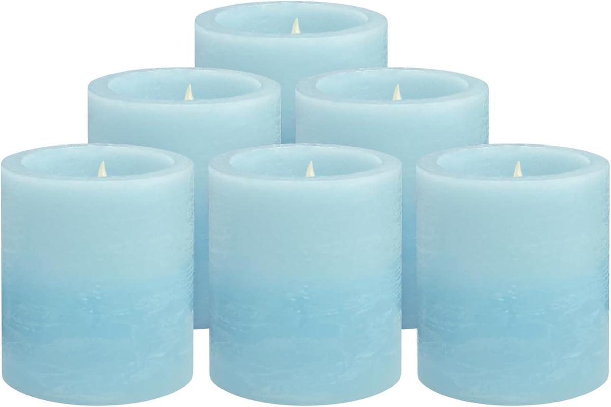 FURORA LIGHTING Blue Marble Real Wax Votive LED Candles, 6-Pack