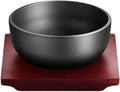 XICHENGSHIDAI Cast Iron Dolsot Bibimbap Bowl, 31 Oz, Wooden Base