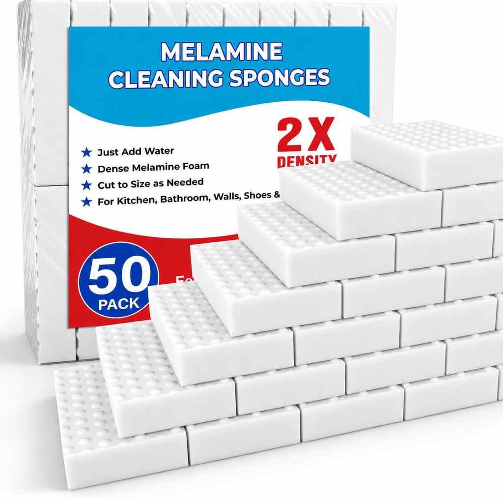 SmilinFit Melamine Sponge Erasers, 50 Pack, 2X Density Cleaning Sponges