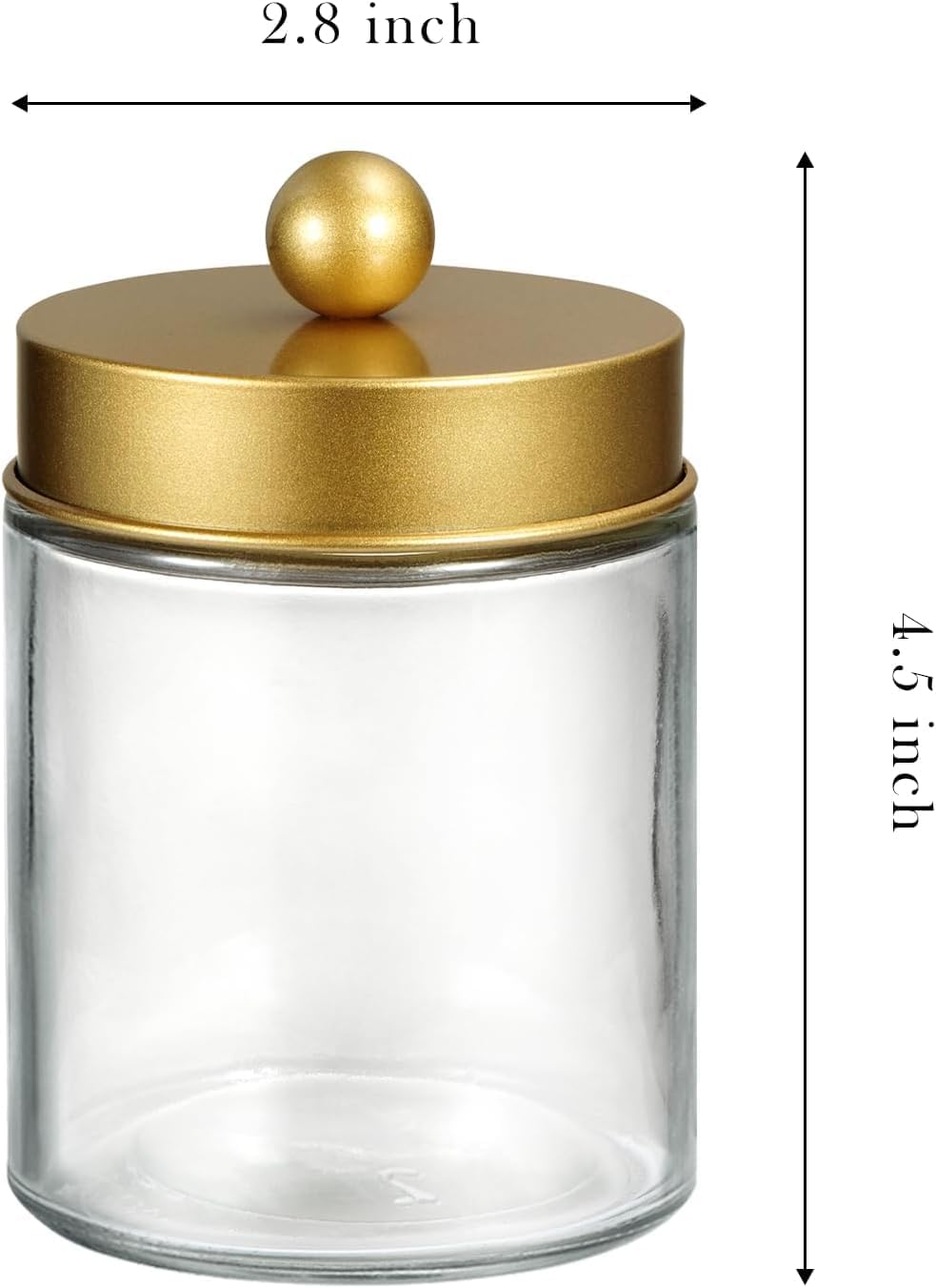 SheeChung 3 Pack Glass Qtip Holder with Gold Stainless Steel Lids