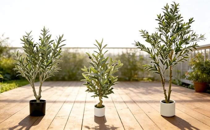 Artificial Olive Tree in Pot, 36" Indoor Fake Olive Potted Plants Faux Greenery Lifelike Tree Plant with Fruits for Livingroom Bedroom Kitchen Office Home Decor (C)