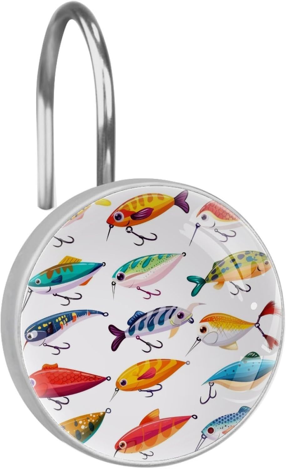 12 Pcs Fishing Lures Shower Curtain Hooks, Decorative Shower Curtain Rings for Bathroom, Stainless Steel Rustproof Curtain Rings Hangers for Shower Curtain Rod