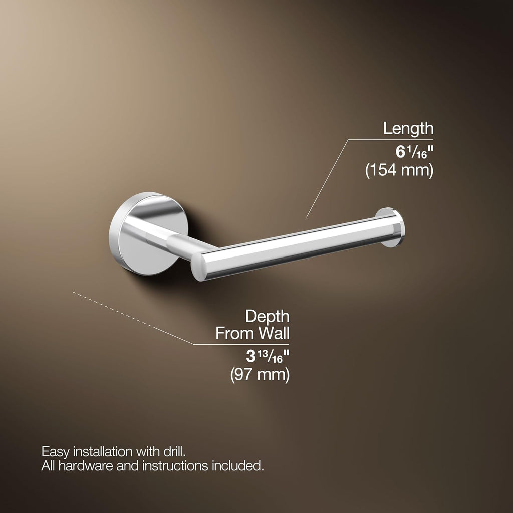 KOHLER K-27292-CP Elate Toilet Paper Holder, Minimalist Design, Premium Durable Metal, Corrosion Resistant, Polished Chrome