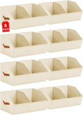 Homsorout Closet Organizers and Storage Bins - 8 Pack Collapsible Divided Trapezoidal Cube Storage Bins Baskets with Orange Handle for Organizing Clothes Blankets, Toys, Books, Towels(Beige)