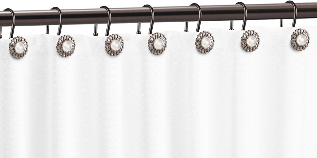 Oil Rubbed Bronze Sunflower Shower Curtain Hooks, 12Pcs Rustproof