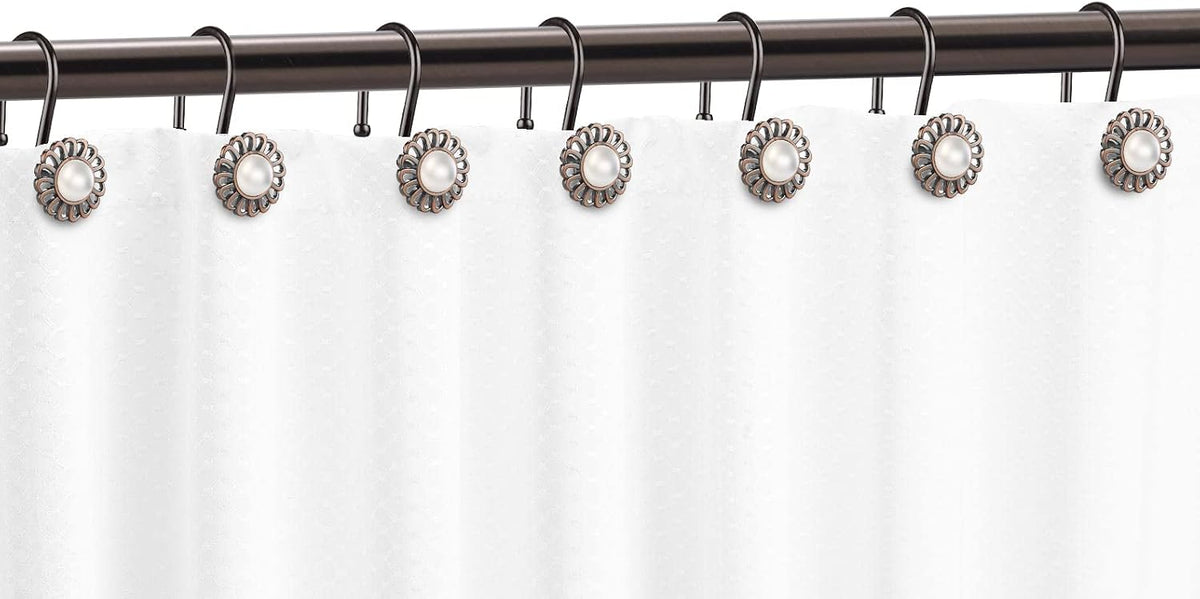 Oil Rubbed Bronze Sunflower Shower Curtain Hooks, 12Pcs Rustproof