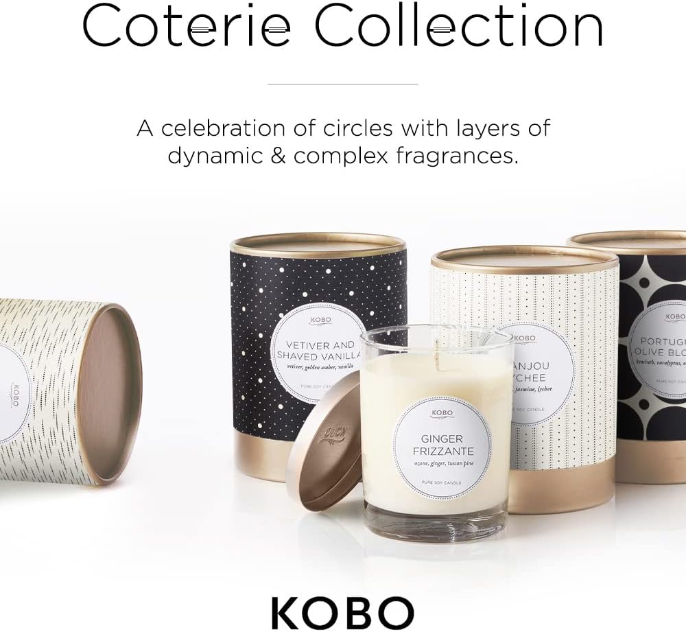 KOBO Vetiver & Shaved Vanilla Pure Soy Candle, 80 Hour Burn, 11 oz