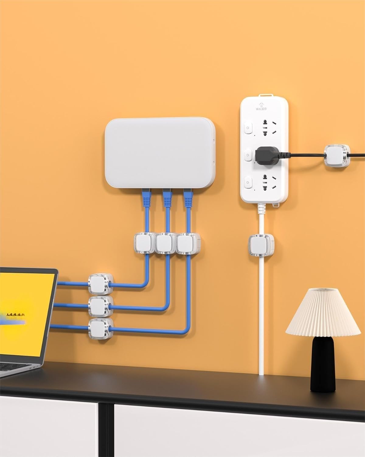 6 Pack Magnetic Cord Organizer & Cable Clips - Adjustable Under Desk Cable Management, Adhesive Wire Holder for Home, Office, Phone, Car, Wall, and Nightstand (White)