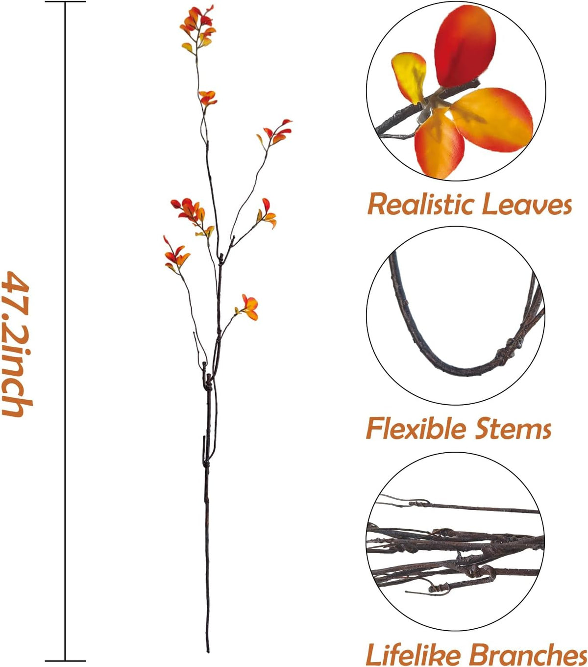 4 Pcs Fall Stems Artificial Ficus Branches Faux Eucalyptus Stems Fall Decor