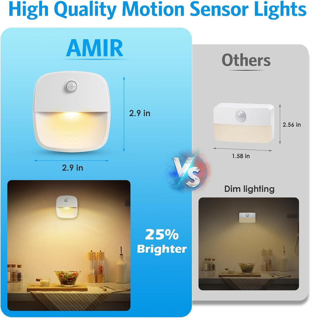 AMIR Upgraded Motion Sensor Stair Light Indoor (Warm White - Pack of 6)
