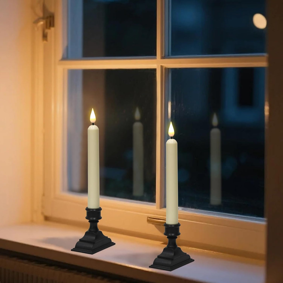 GenSwin Christmas Window Candles with Sensor Dusk to Dawn Battery Operated