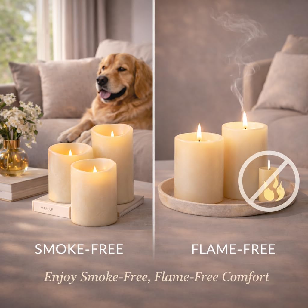 Enido 9pcs Flameless Flicking LED Candles with Remote, Battery Operated Outdoor Waterproof Candles, Electric Candle for Dining Tables and Halloween Decoration