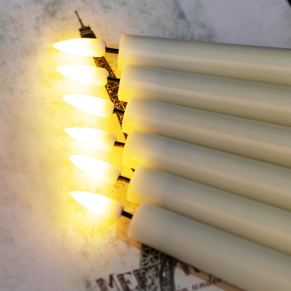 Eywamage Short Ivory Flameless Taper Candles with Remote Set of 6