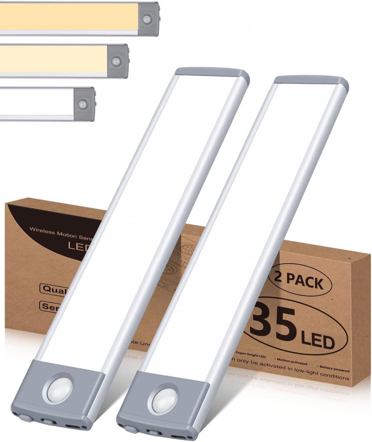 PRIORARE 35 LED Under Cabinet Lights, Wireless 3 Color Motion Sensor Light