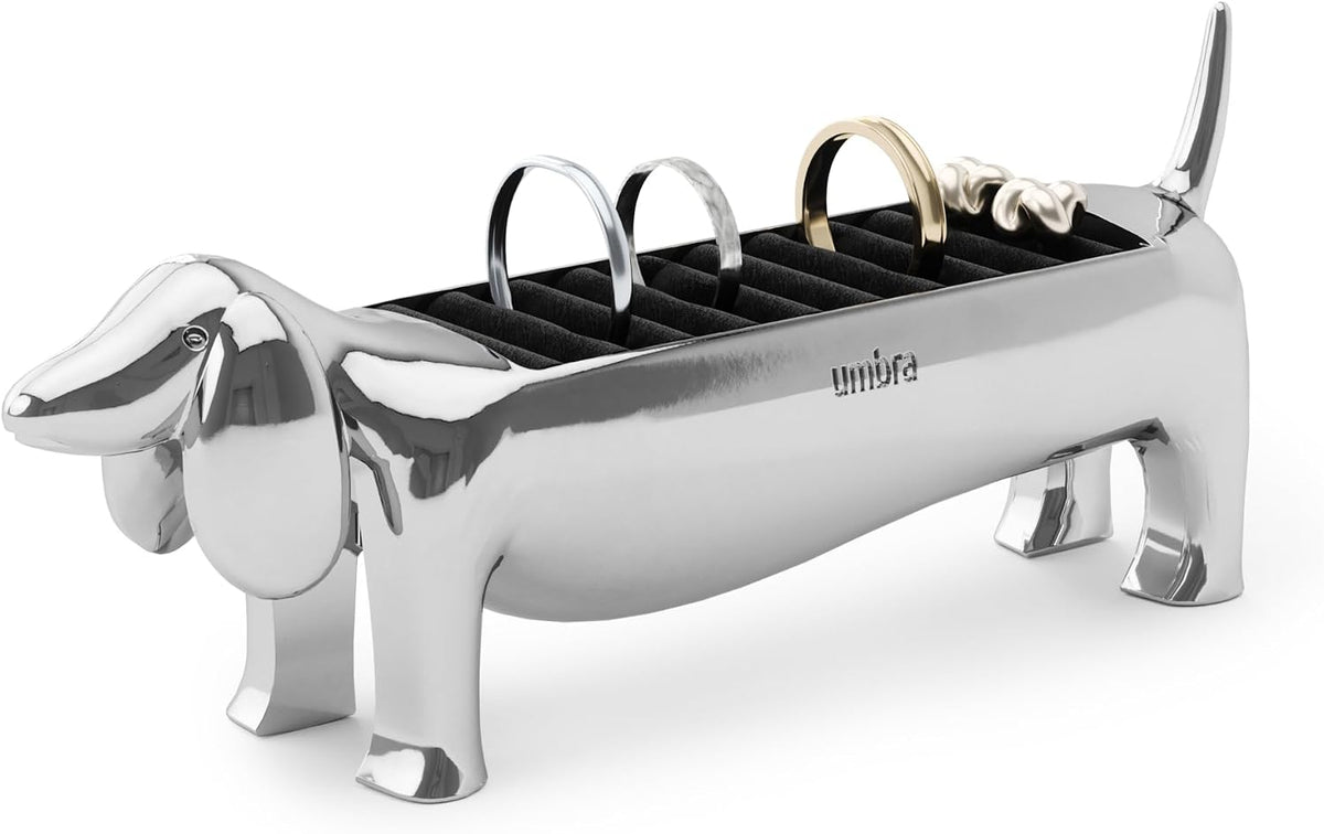Umbra Dachsie Ring Holder, Weiner Dog Dachshund Jewelry Storage, Chrome