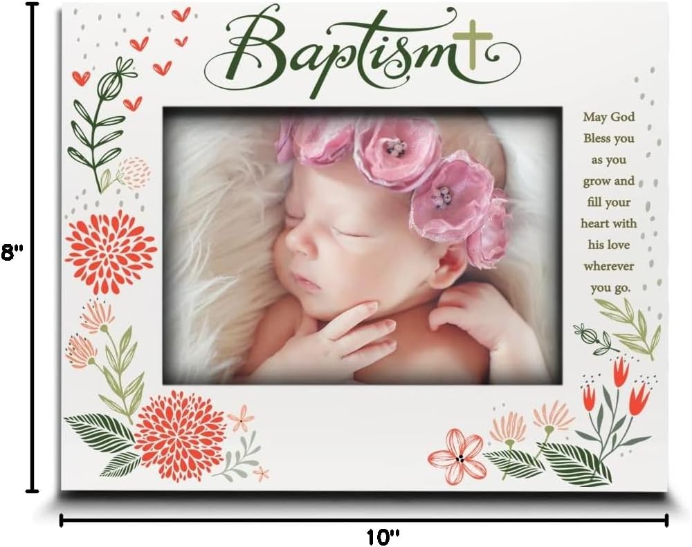 BELLA BUSTA-Personalize Baby Blessings Baptism-Christening, Baby Girl Baptism Presents from Godparents Friends, Family-UV Print Frame (4x 6 Horizontal (Girl))