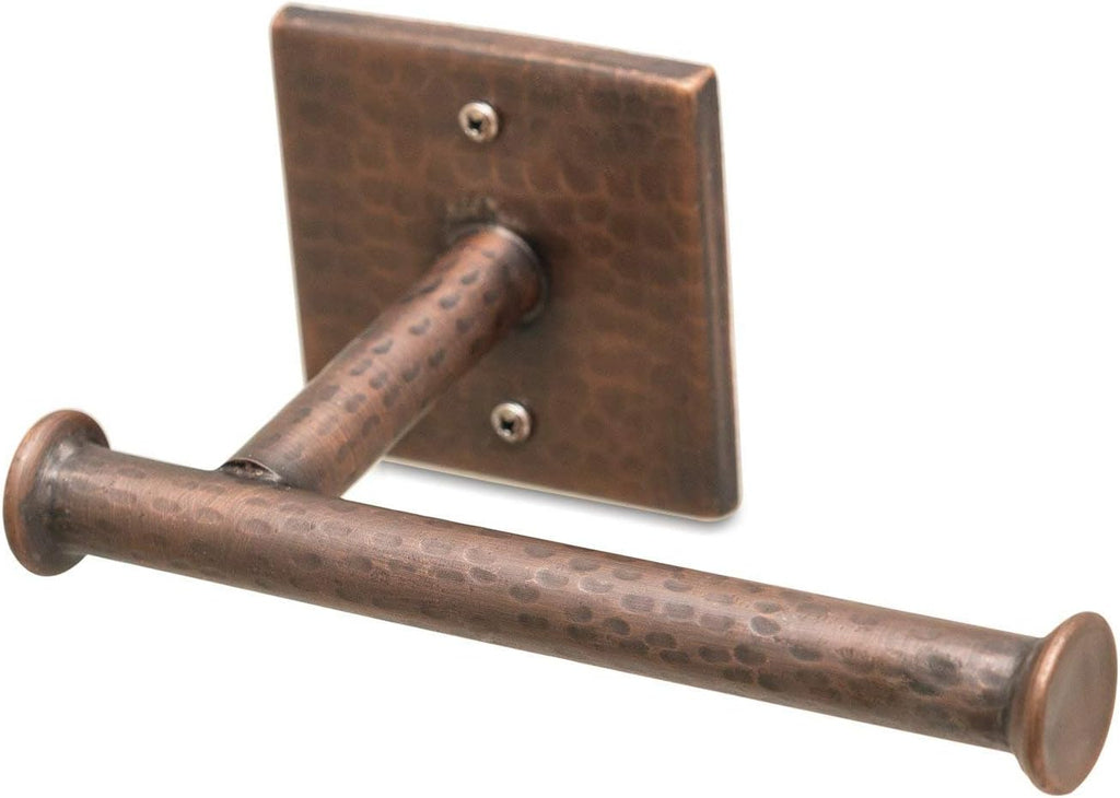 Monarch Abode Bathroom Toilet Paper Holder – 7-inch Traditional Hand Hammered Metal Wall Mounted Toilet Paper Holder, Wall Mount Organizer Antique Copper Finish Decorative Tissue Holders for Bathroom