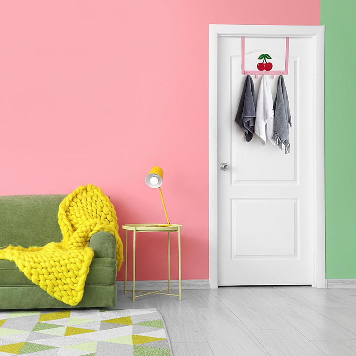 Reallnaive Cherry Bathroom Decor Over The Door Hooks Pink Cute Door Hanger