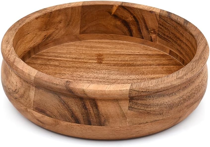 Decorative Bowl Acacia Wood Wooden Catchall Bowl for Entryway, Coffee Table, or Kitchen Counter (8" x 8" x 2.5")