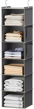 YOUDENOVA Hanging Closet Organizer and Storage, 6-Shelf, Grey