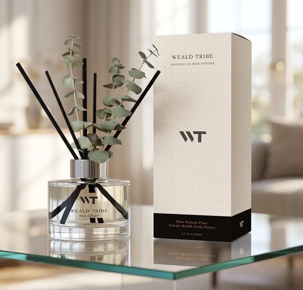 WEALD TRIBE Eucalyptus & Lavender Scent Reed Diffuser for Bathroom Decor