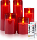 Raycare Battery Operated Flameless Pillar Candles with Remote Timer, Red