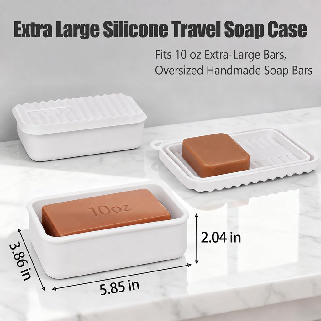 AIDIMMING Extra Large Silicone Soap Case for 10oz Bar Soap (Milky White)