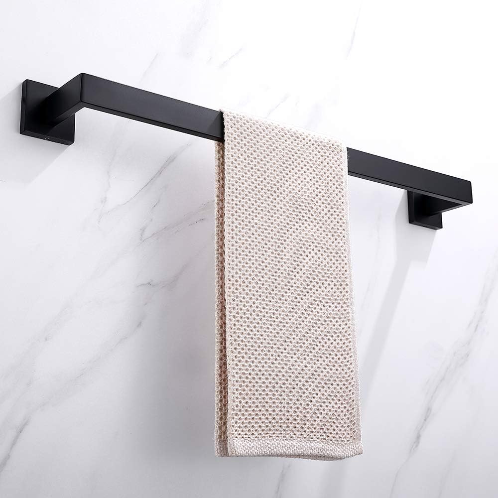 TASTOS Black Single Towel Bar 23.6-Inch Bathroom Towel Holder