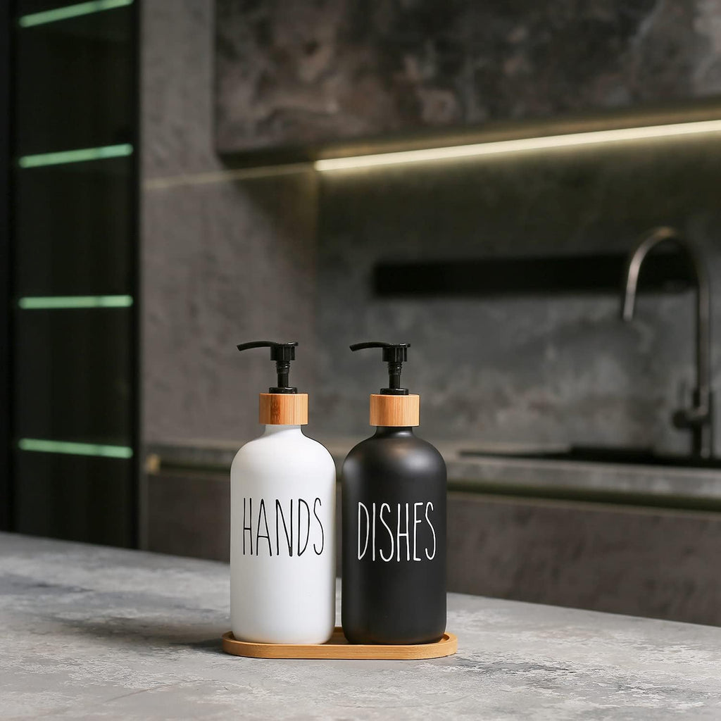 MOMEEMO Soap Dispenser Set, Black & White