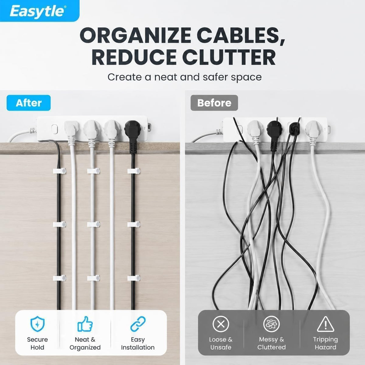 1000 Pcs 8mm Cable Clips Nail in Cable Clips Flat Ethernet Cable Wall Clips Cable Tacks Coax Cable Clip Speaker Wire Clips Cable Nails for Cords Cat5/Cat5e/Cat6/Cat7 RJ45 Cord Clips
