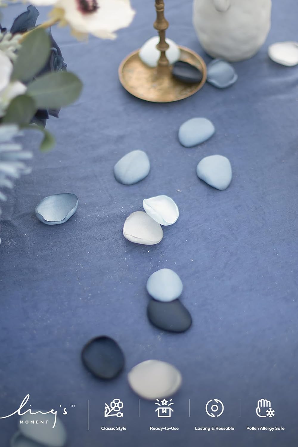 Ling's moment Silk Rose Petals, Dusty Blue Navy, 200pcs