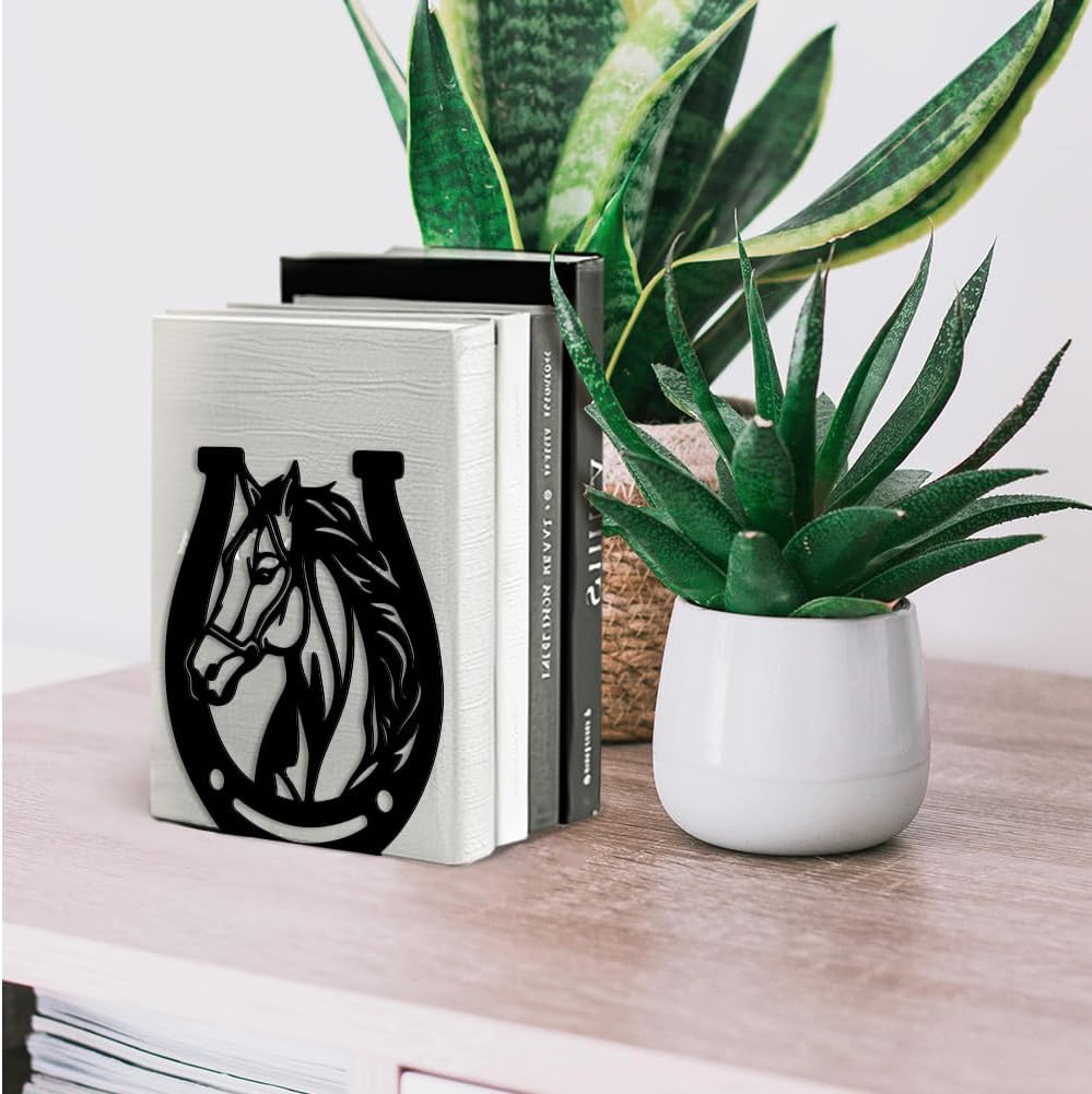 Peacoblue 5.3"x4.3"x5.9" Metal Bookends, Heavy Duty Book Ends for Shelves