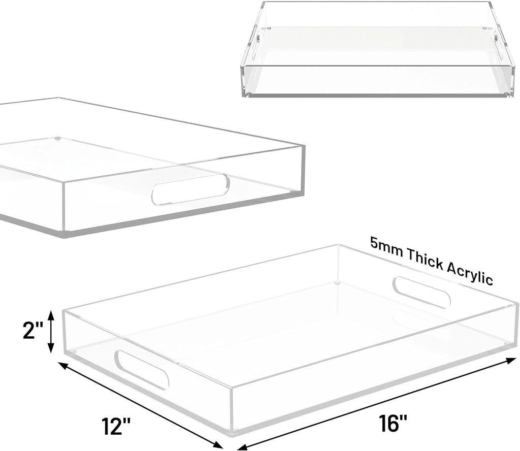 ATZYmolin 16"x12" Large Acrylic Serving Tray, Vanity Platter, Clear