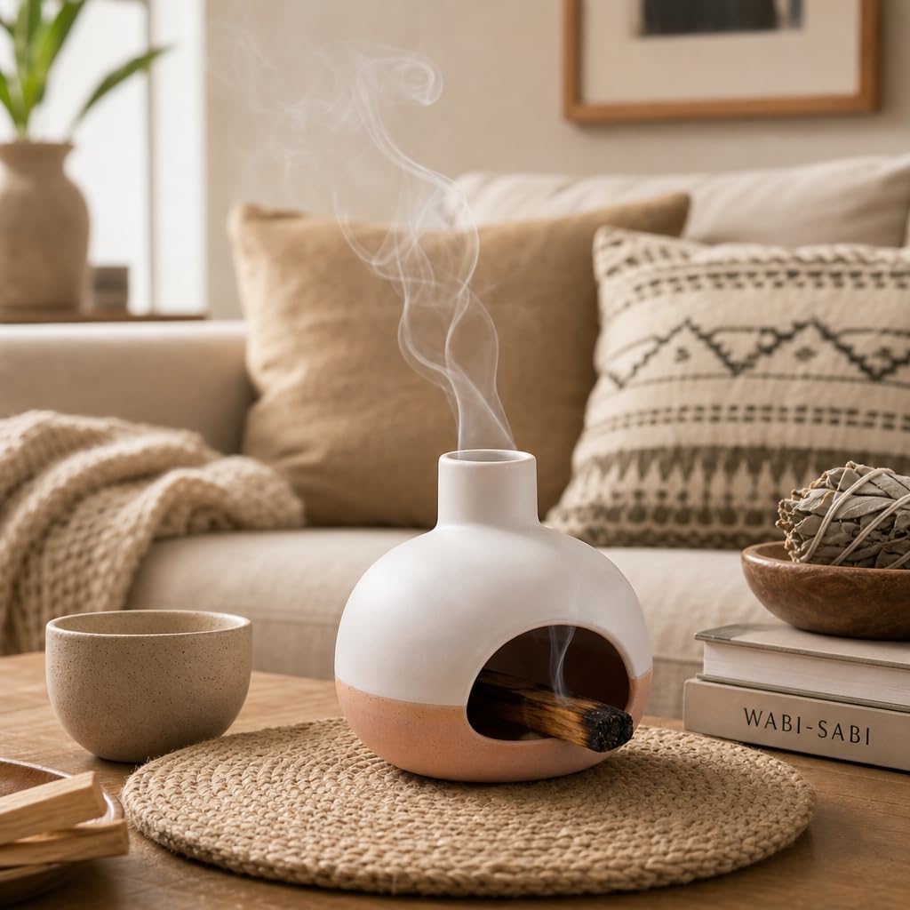 Palo Santo Holder, Mini Chiminea Ceramic Incense Burner