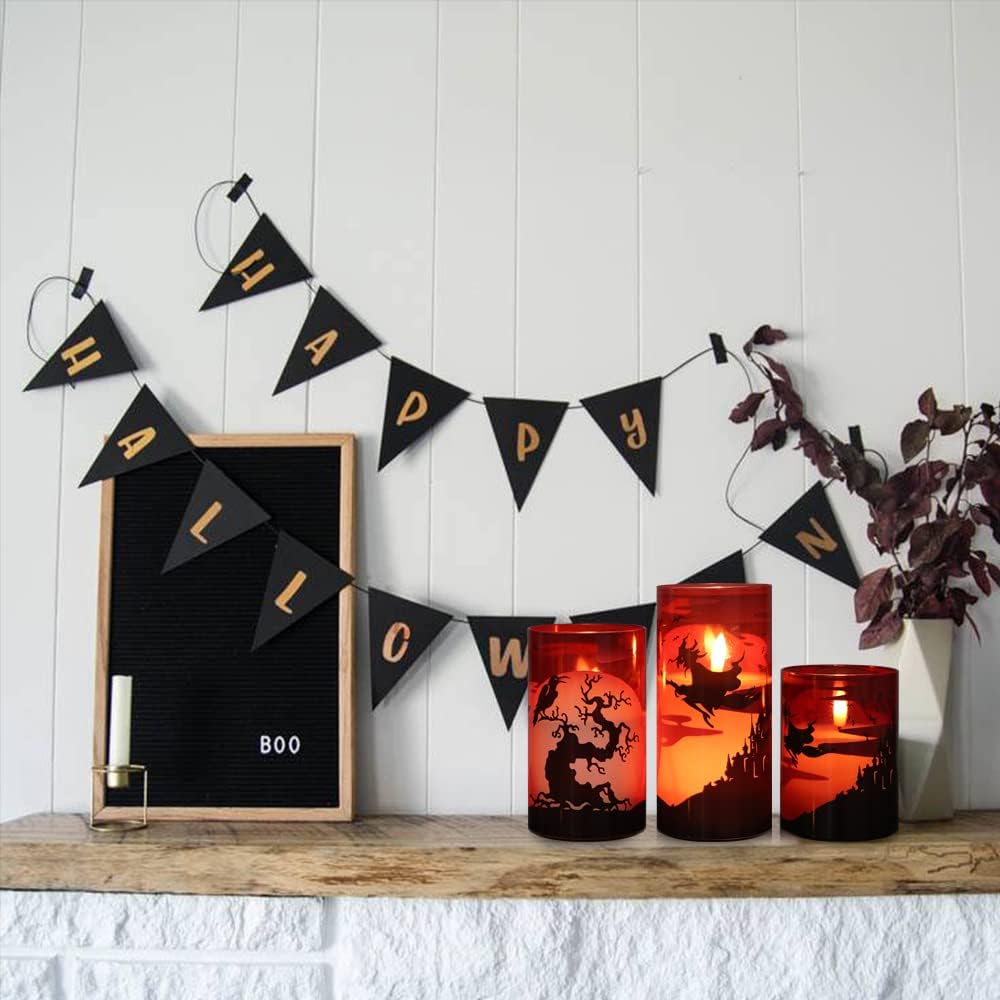 Witch Glass Flameless Candles Battery Operated with Remote Timer