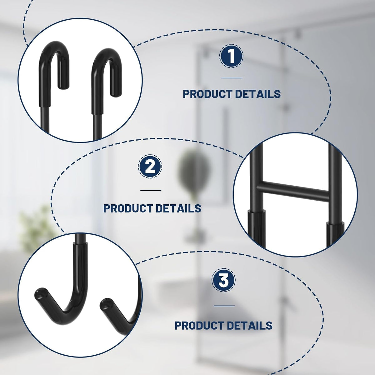 BWE 2 Pack Shower Door Hooks,304 Stainless Steel Over Door Hooks