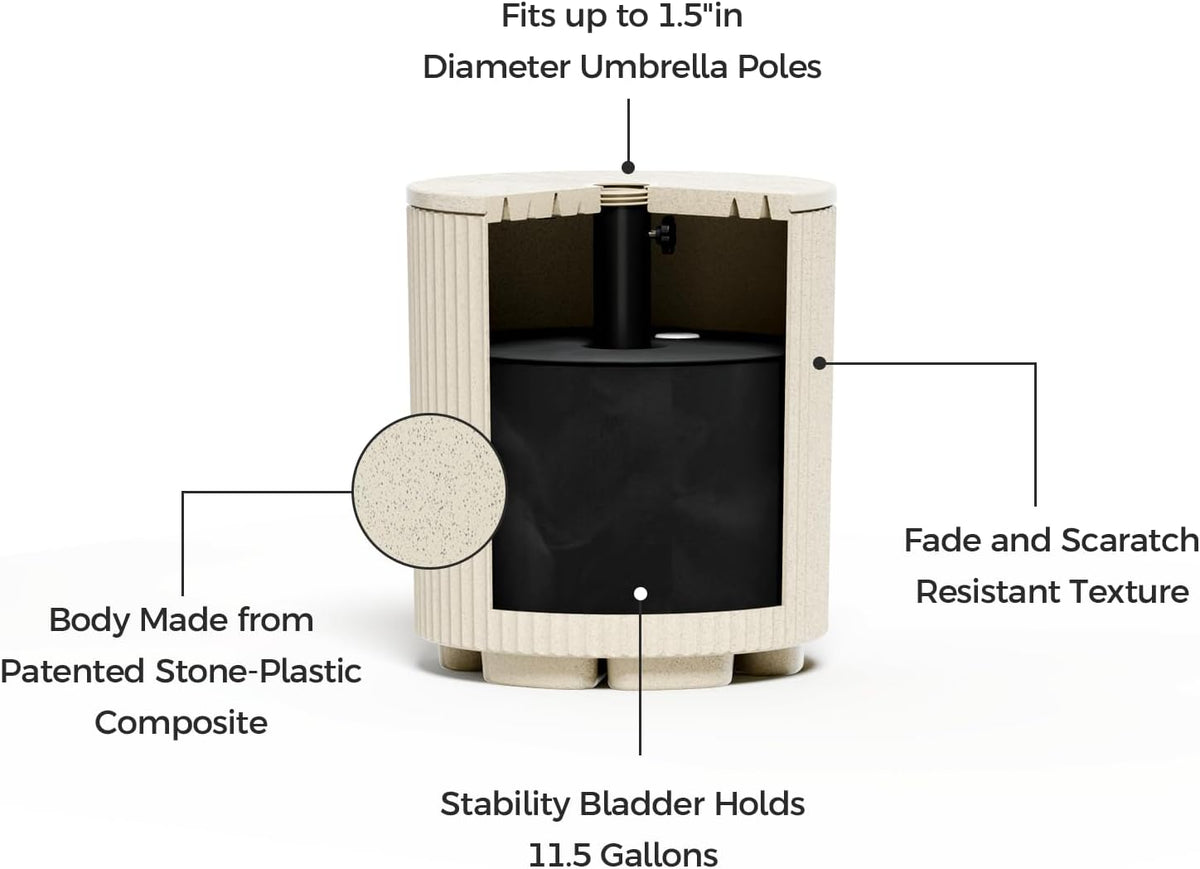 Umbrella Stand Table with Hole, Pool Umbrella Table, 2 Pack, Beige