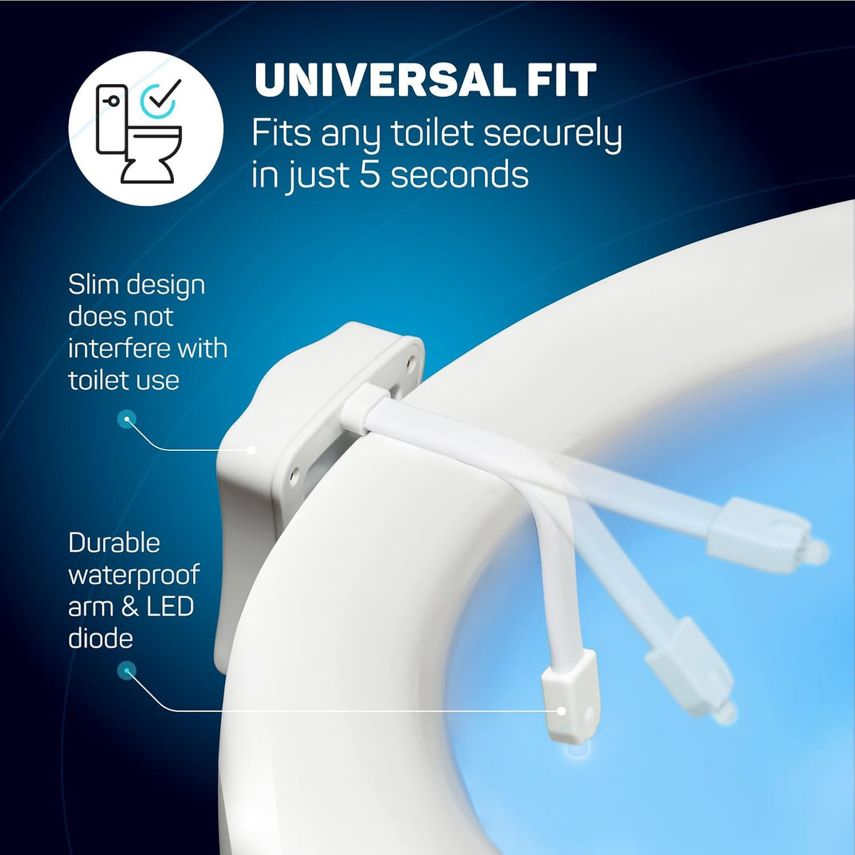 ToiLight The Original Toilet Bowl Night Light. Fun Useful Bathroom Motion Sensor Tech Gadget. Funny Novelty Birthday Gift Idea. Stocking Stuffer for Him, Her, Guys, Men, Mom, Brother