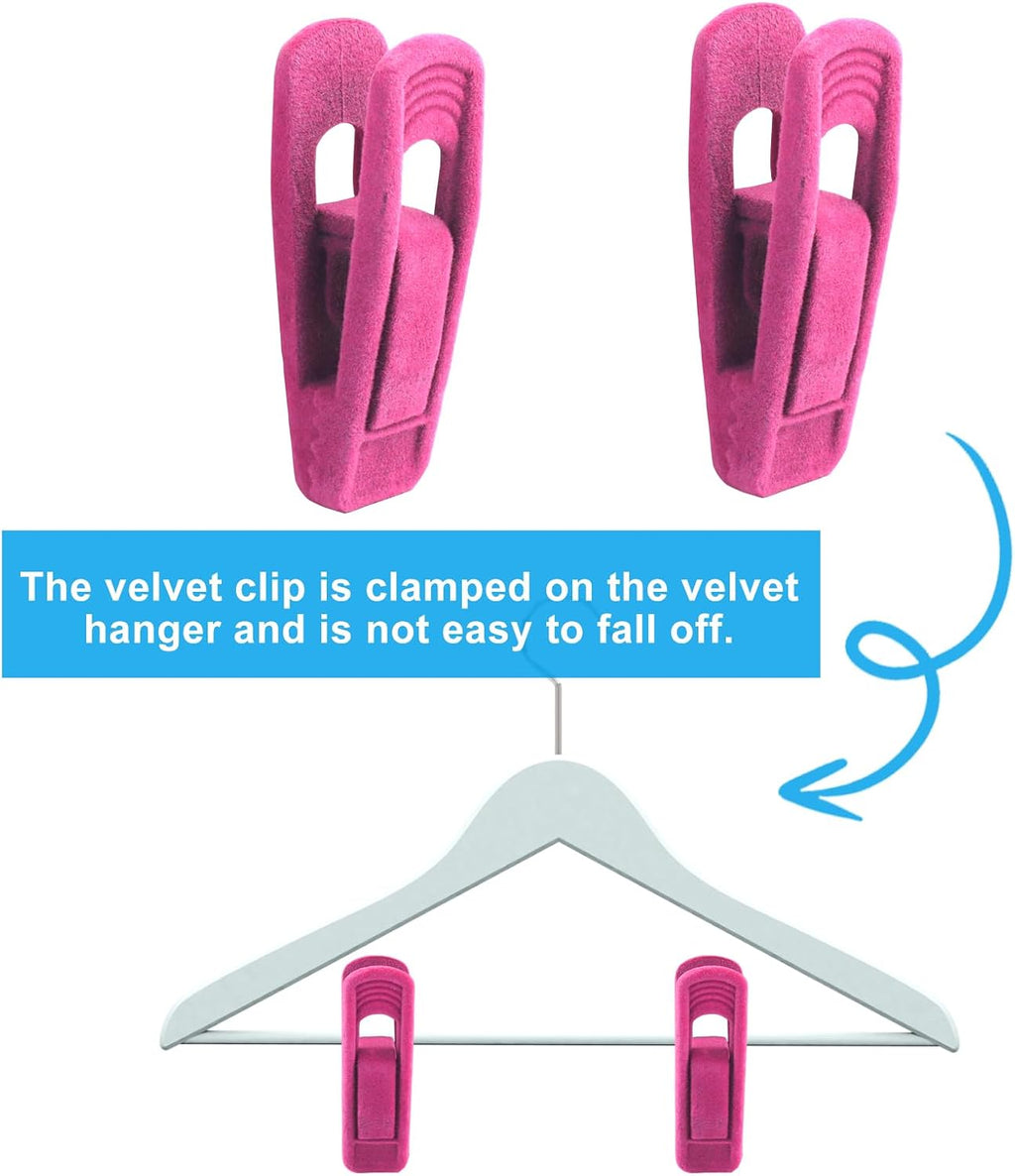 Hot Pink Velvet Hanger Clips, 30 Pack