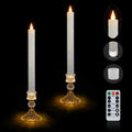 Flameless Taper Candles w/Holder, Crystallized-Brilliant, 2 Pack
