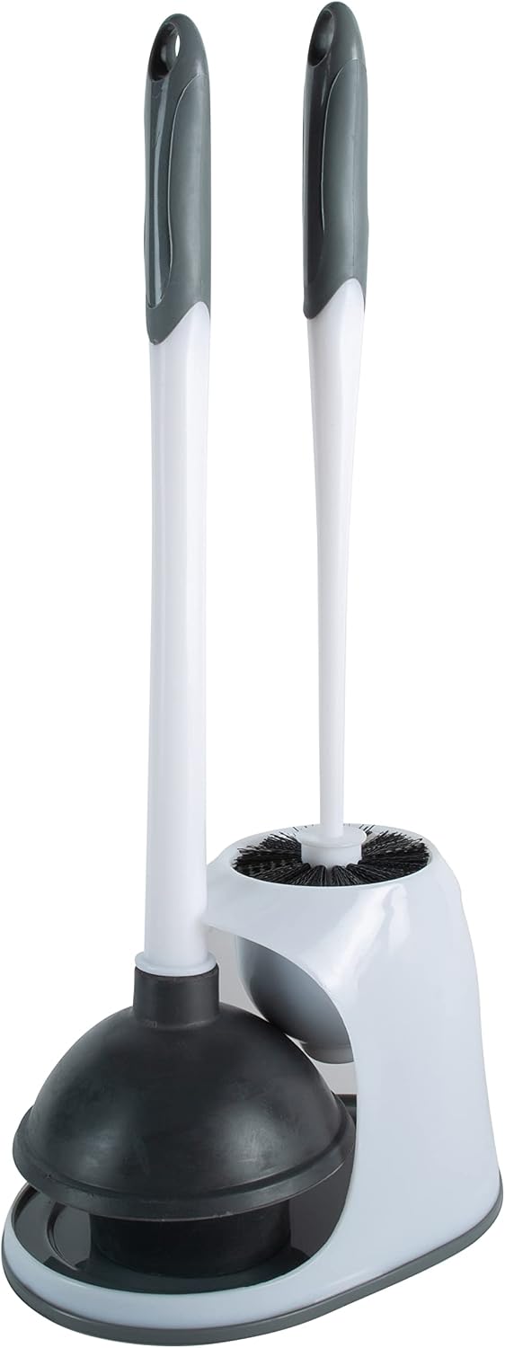 Bath Bliss 2 Pack 2-in-1 Bowl Brush & Plunger in White