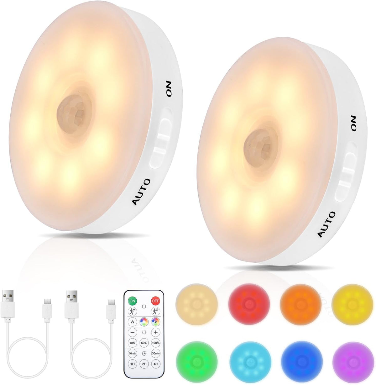 RGB LED Motion Sensor Night Light, Bright & Dimmable, Long-Lasting